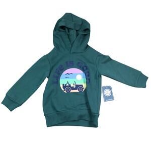 Life Is Good Kids Hoodie 2T Green Graphic Pullover Jeep Outdoors Adventure NWT